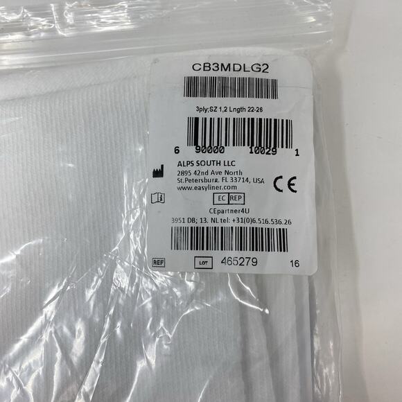 Cool Blue Prosthetic Socks 3 Ply, Size 1, 2 Length 22-26 White Green Trim NEW - Picture 3 of 3